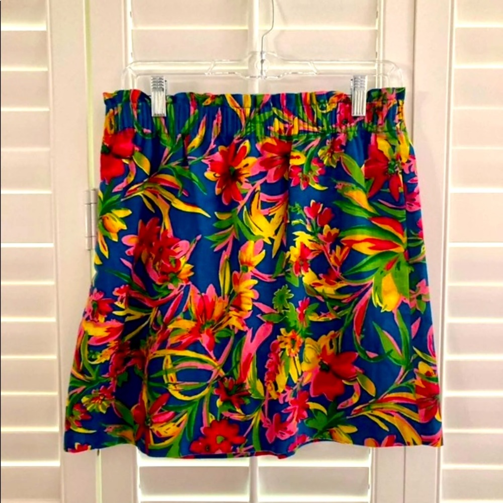 J. Crew Floral Mini Skirt - Blue, Red, Yellow